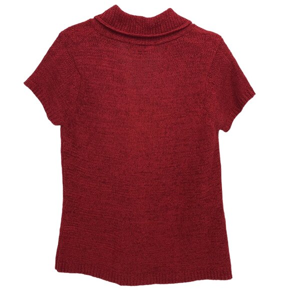 C’est City Red Knit Short Sleeve Sweater Top Size L - Picture 3 of 10
